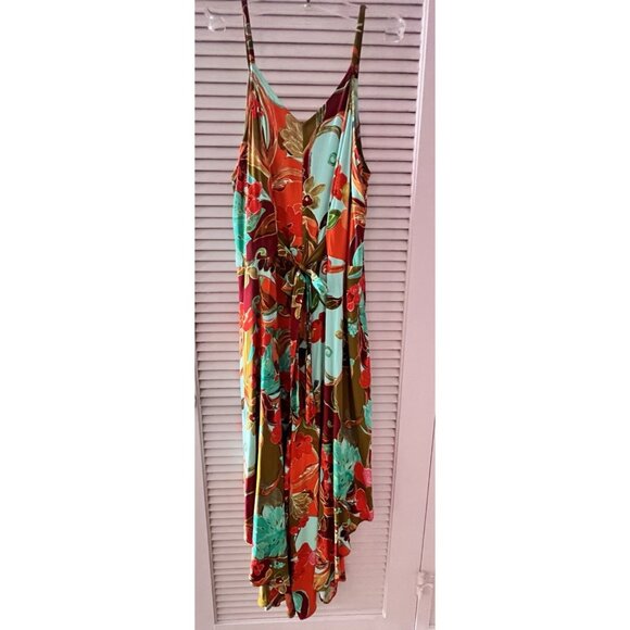 IVY STREET Sz XL Wide Leg JUMPSIUT Spaghetti Strap Tropical Floral Pockets NICE - Picture 16 of 16
